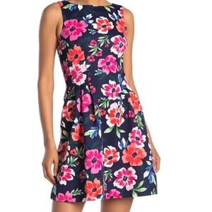 Vince Camuto Floral Sleeveless Scuba Fit & Flare Dress